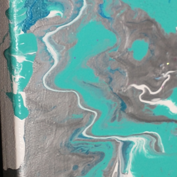 UNDERWATER FANTASY - Original Painting, 16x20 - Turquoise, Blues, Silver, White - Picture 8 of 16